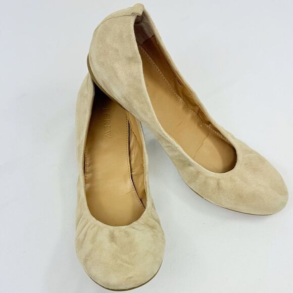 J. Crew Factory Anya Neutral Nude Tan Suede Leather Stretch Side Ballet Flats - Picture 3 of 14